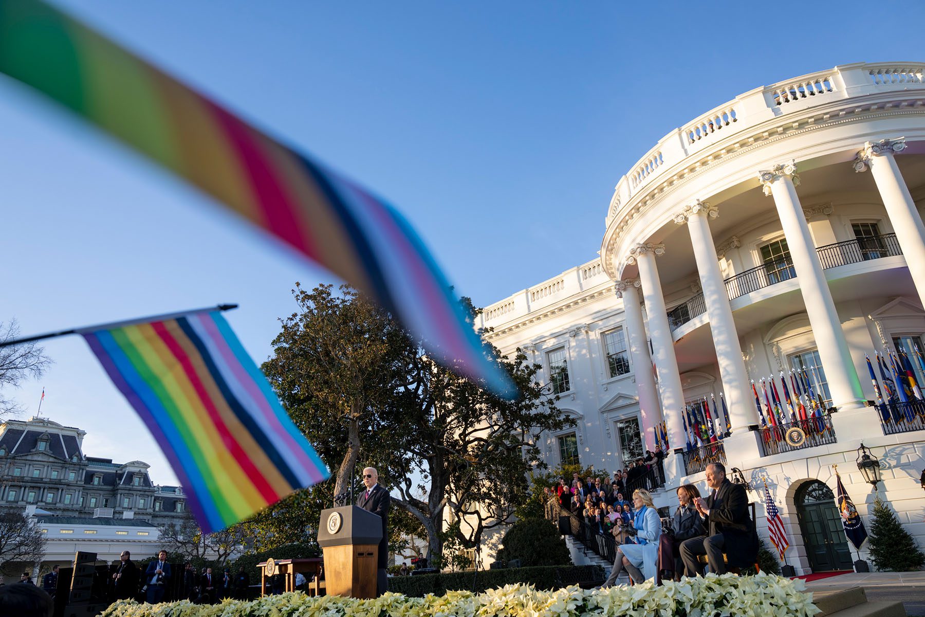 President Biden delivers remarks at the Respect for Marriage Act bill signing on the South Lawn of the White House.