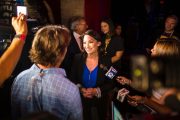 Nikki Fried speaks to the media during an election night event for her gubernatorial campaign.