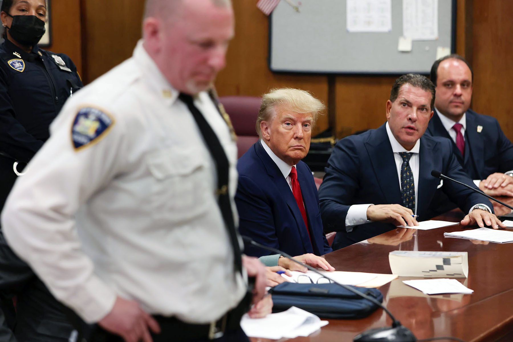 Former President Trump appears in court for his arraignment on April 4, 2023, in New York City.