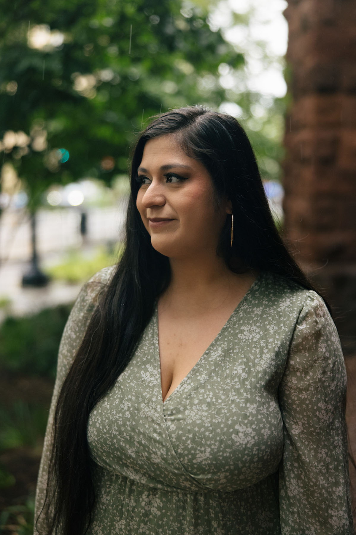 Nadia Salazar Sandi poses for a portrait outside of her office in Washington, D.C. in May 2023.