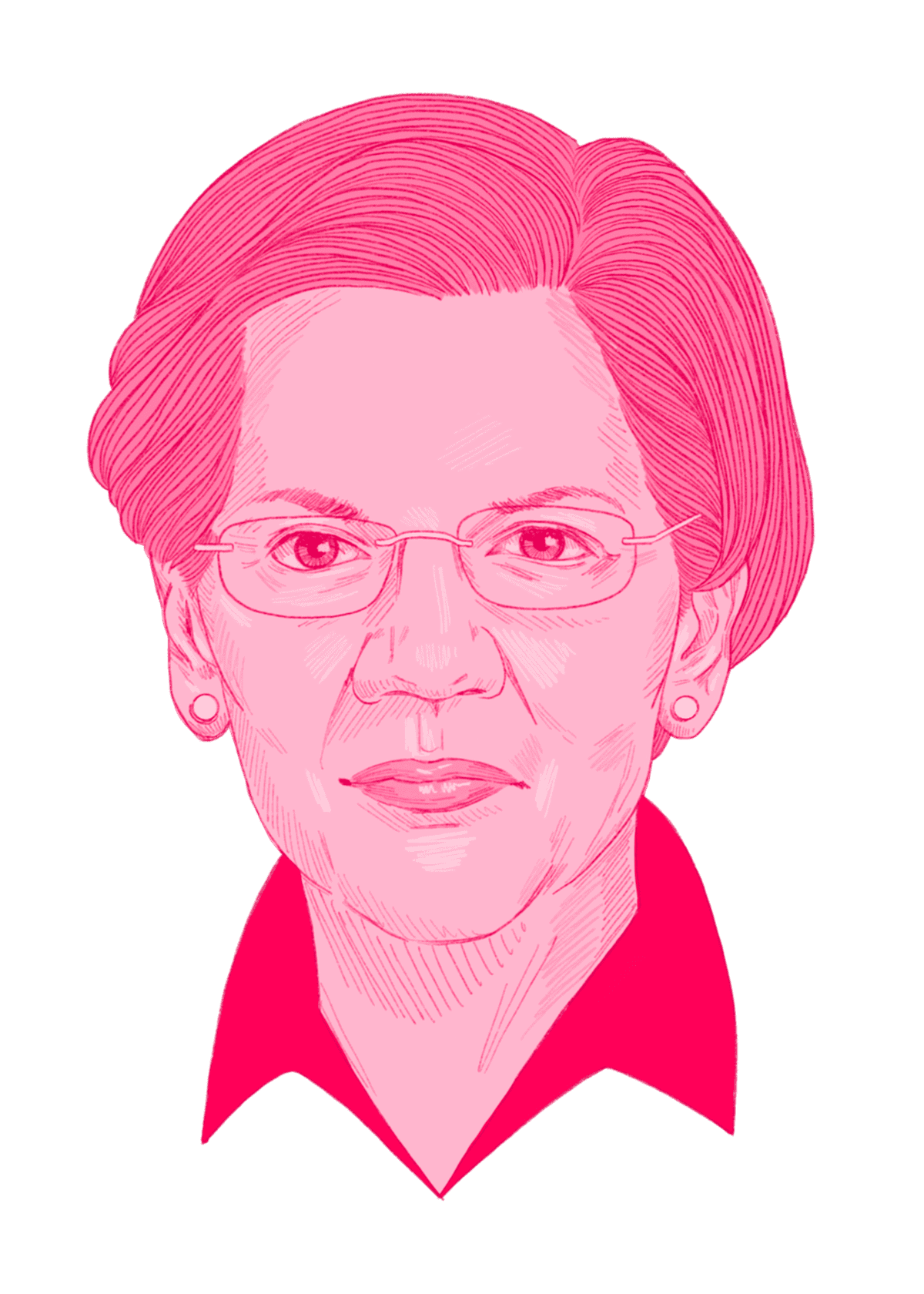 Illustrated portrait of Elizabeth Warren