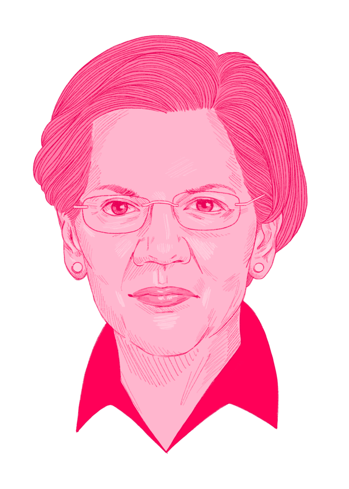 Illustrated portrait of Elizabeth Warren