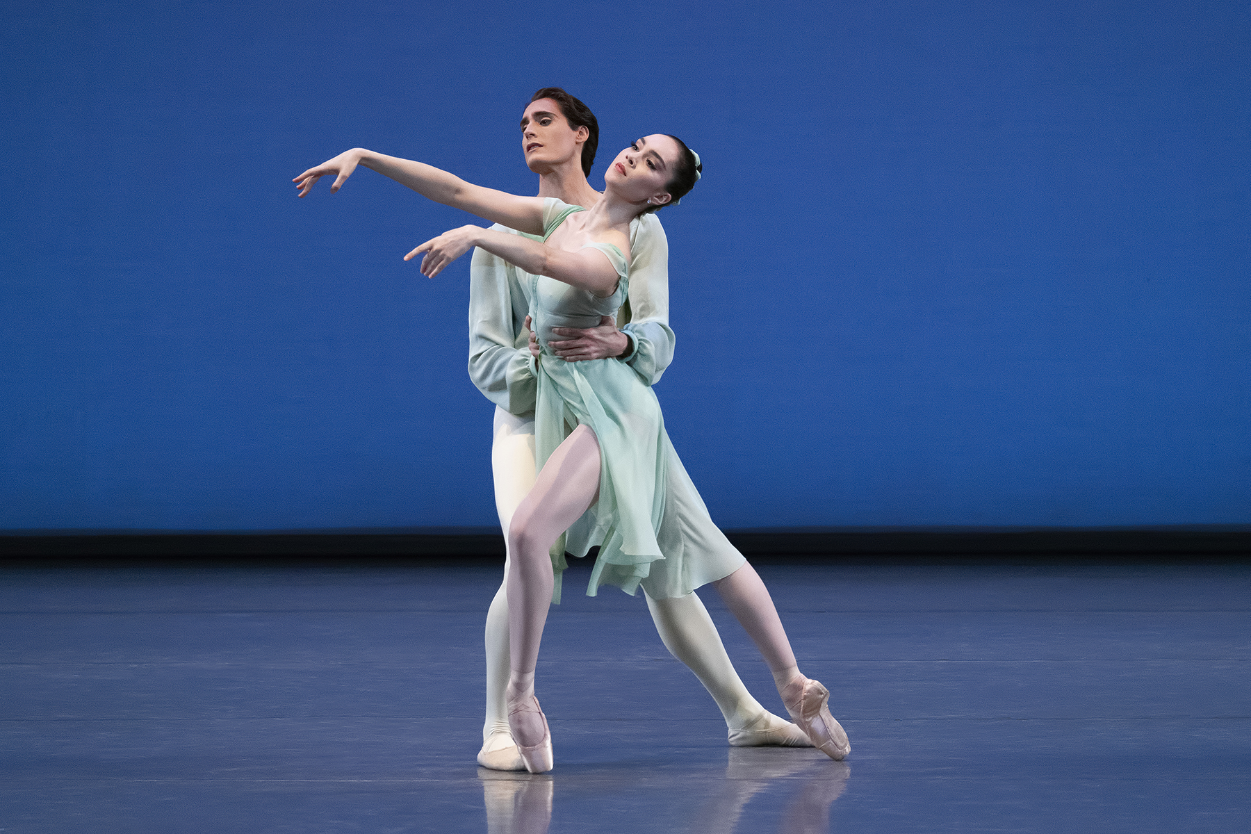 Mira Nadon and Aaron Sanz perform in "Piano Pieces" at the Lincoln Theater in New York City in May 2022.