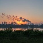 Smoke billows from one of many chemical plants near Baton Rouge, Louisiana in 