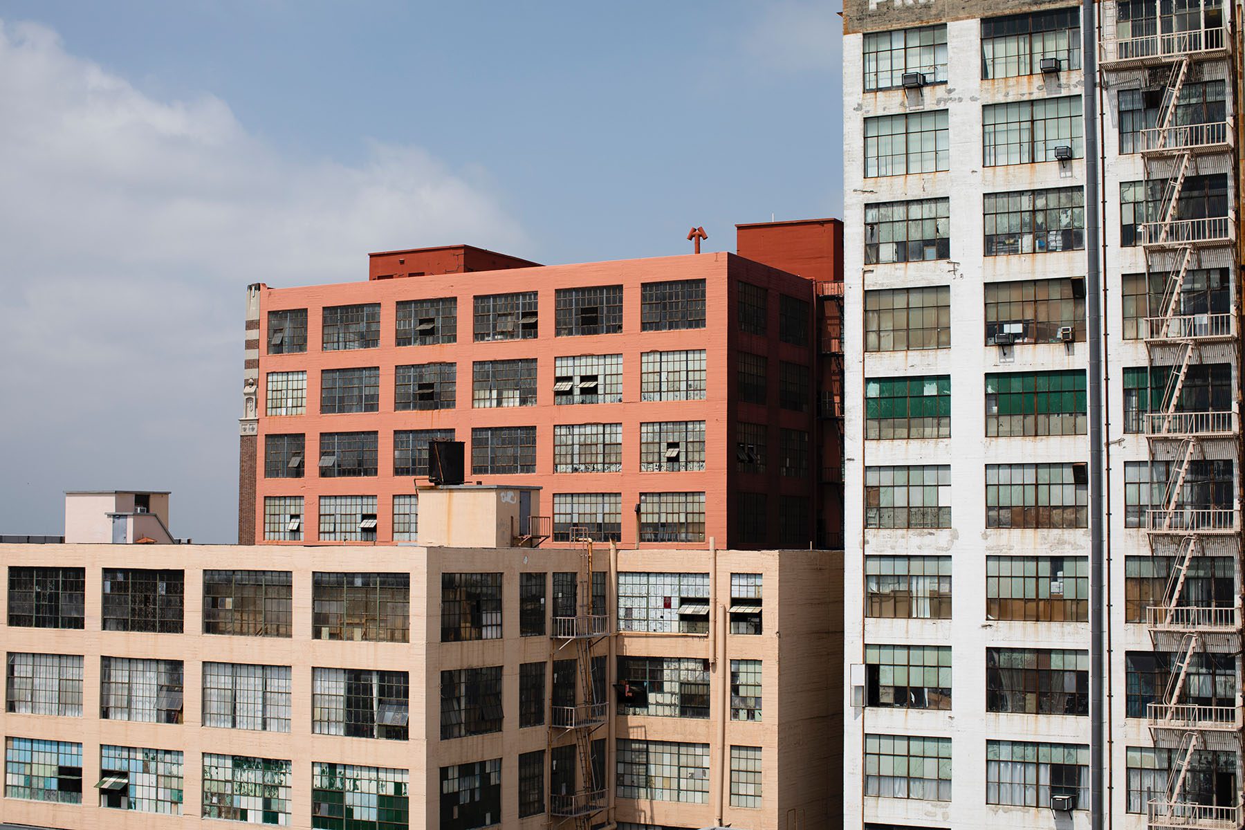 The Allied Crafts Building (top left) and other multi-use workspace buildings in L.A.'s Fashion District