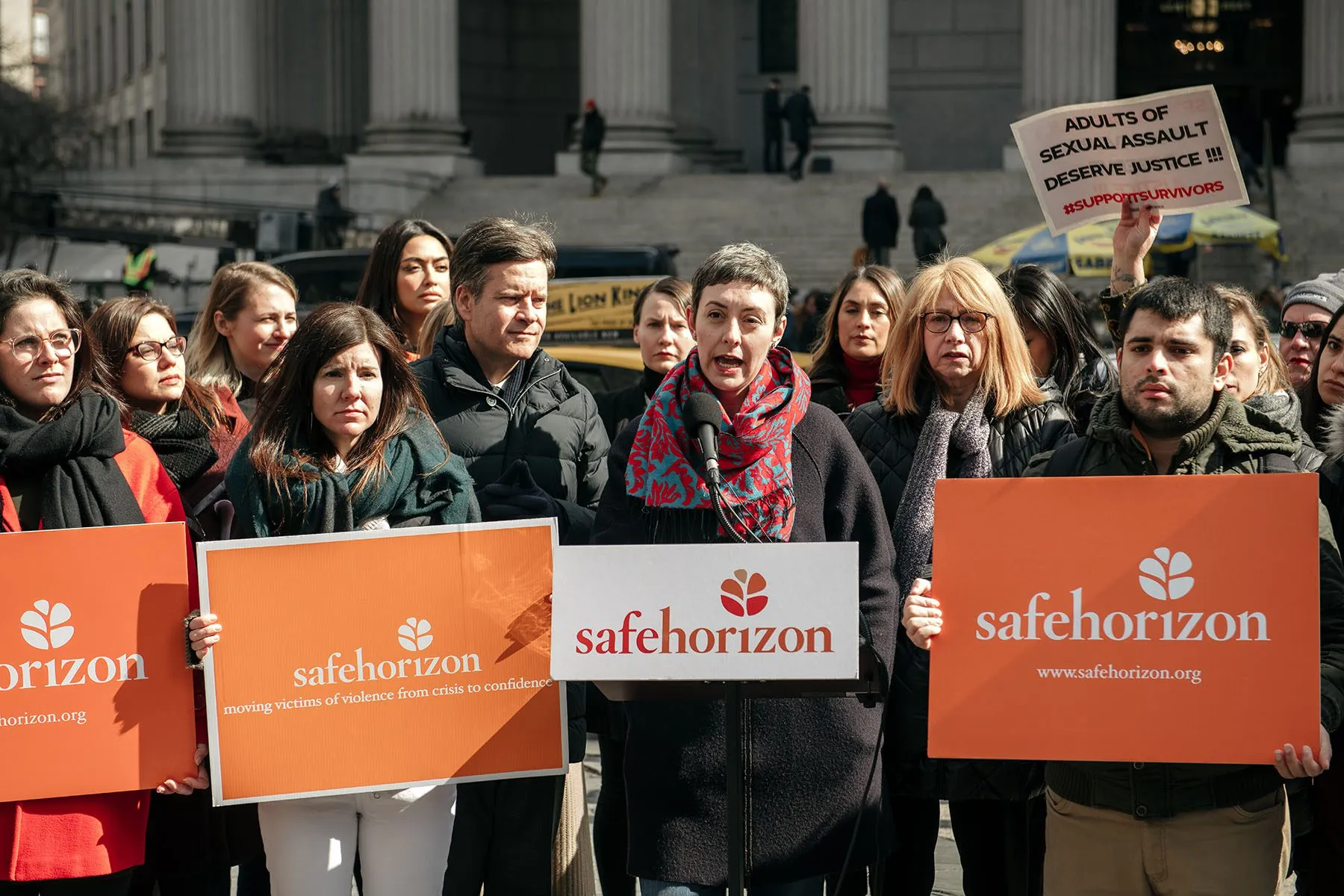 Marissa Hoechstetter speaks at a rally in support of the Adult Survivors Act in February 2020 in New York City.