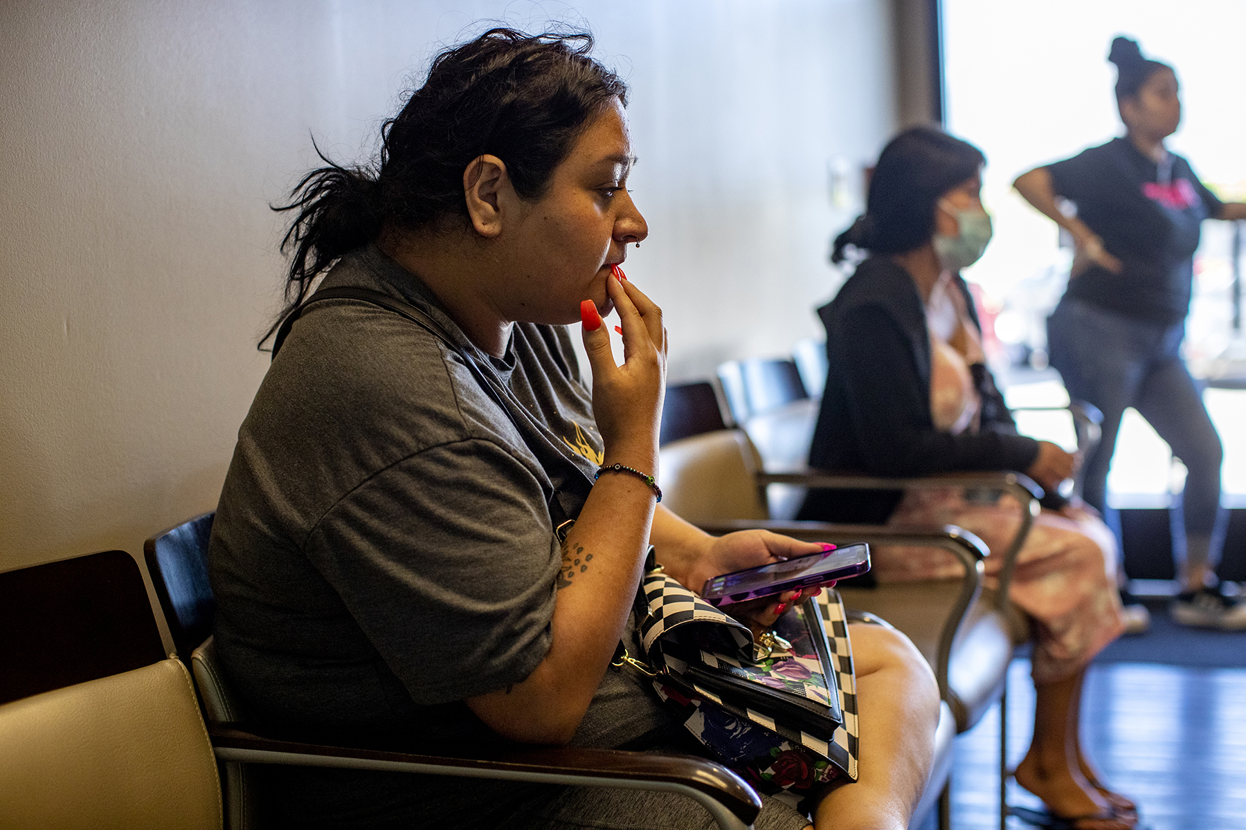 Sitting in the waiting room a patient contemplates her abortion choices after being told that the Supreme Court overturned Roe v. Wade at Alamo Women's Reproductive Services where she had an appointment.