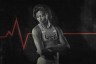 Photo illustration of a black and white image of Tori Bowie with a heart rate line behind her. The heart rate line becomes flat when it passes her figure.
