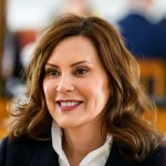 Portrait of Gretchen Whitmer on a visit to Latvia in May 2023.