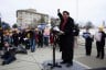 National Education Association President Becky Pringle speaks during a rally outside the Supreme Court.