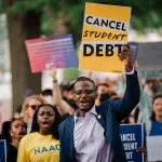 People march from the Supreme Court to the White House after the nation's high court stuck down President Biden's student debt relief program.