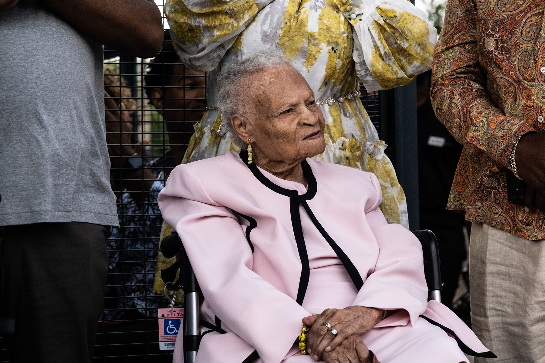 Viola Fletcher sits in her wheelchair during an event honoring survivors of the Tulsa Massacre.