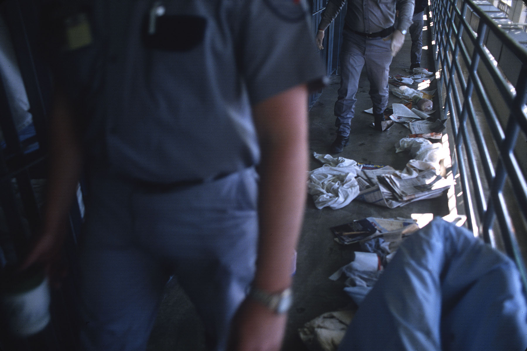 Cells are left in disarray after corrections officers search for contraband and weapons.