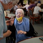 Lunch is served at a retirement home in Marlborough, Massachusetts in August 2020.