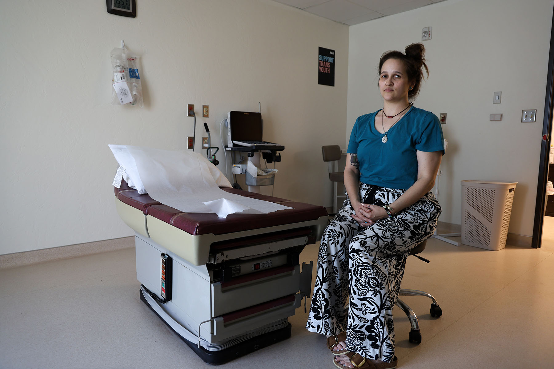 Kailey Voellinger, former clinic director at Trust Women in Oklahoma City, sits in a treatment room.