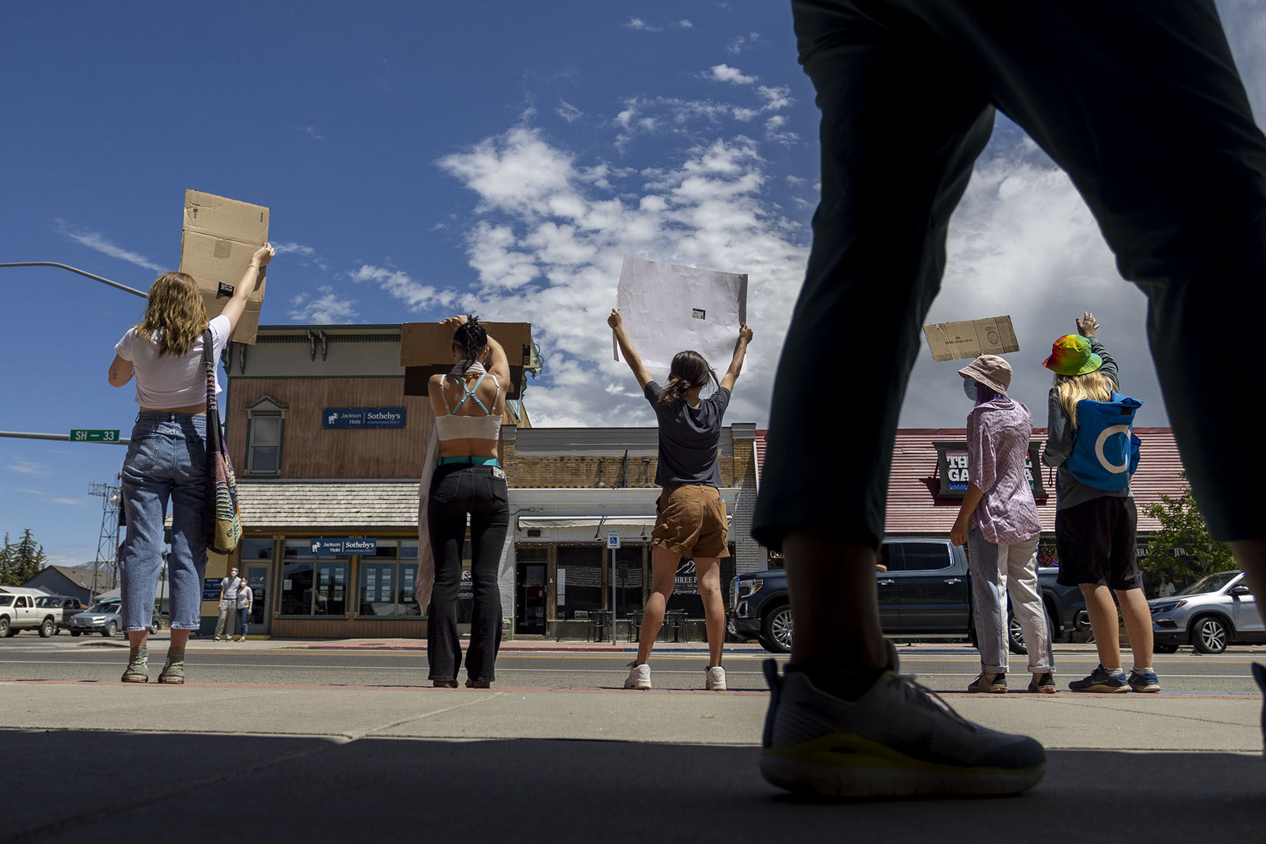 Abortion rights protesters demonstrate in Driggs, Idaho in July 2022.
