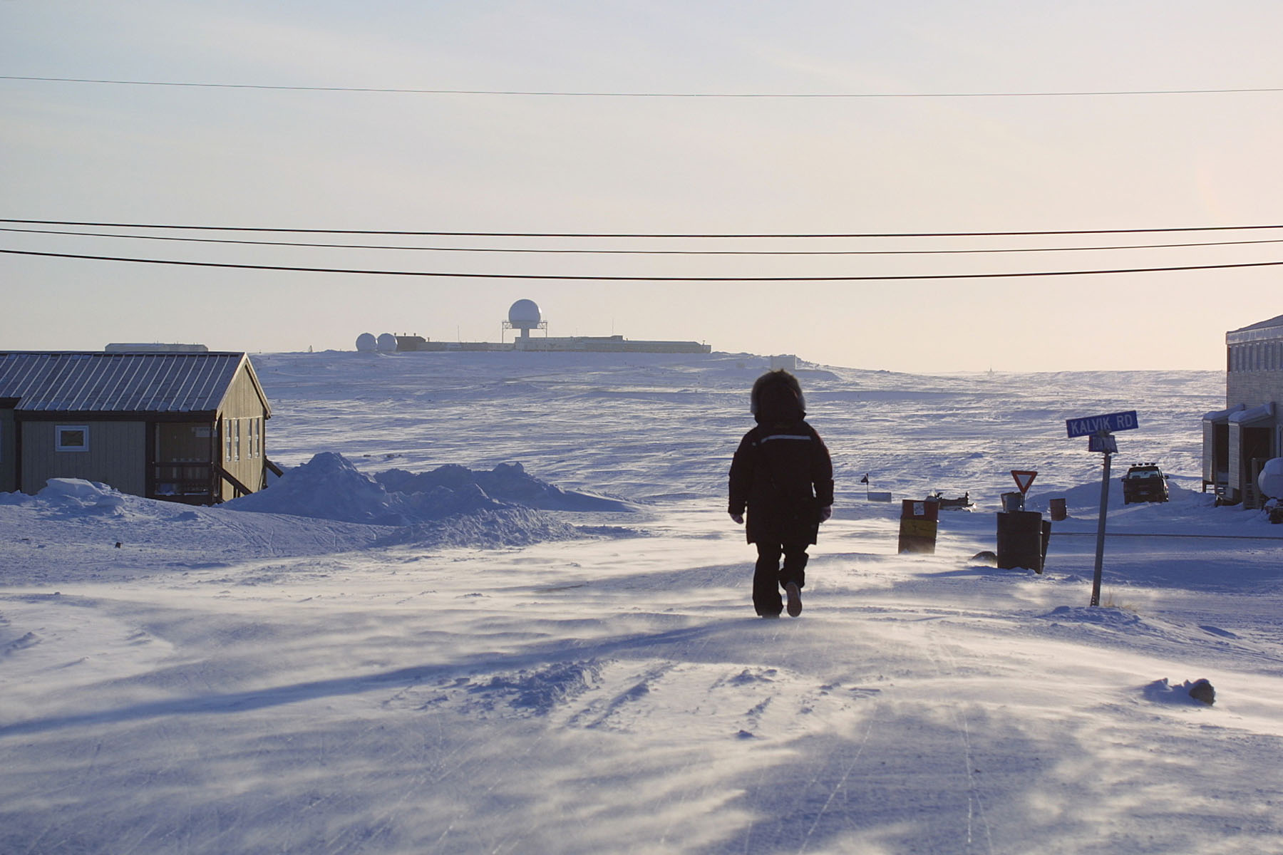 Person Walking in Cambridge Bay, Antartica