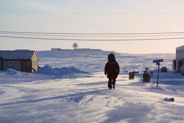 Person Walking in Cambridge Bay, Antartica