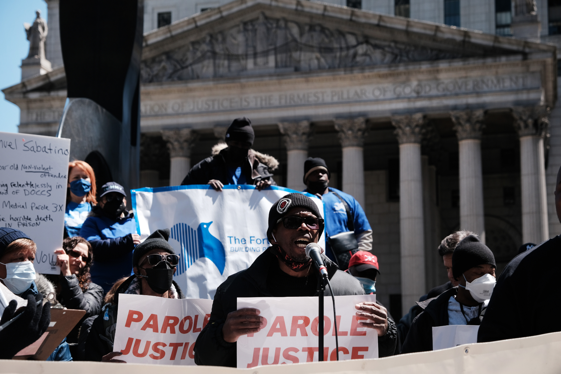 Formerly incarcerated New Yorkers, faith leaders and activists held an outdoor rally in Albany, N.Y. to launch a post-budget effort to pass parole reforms in New York State.