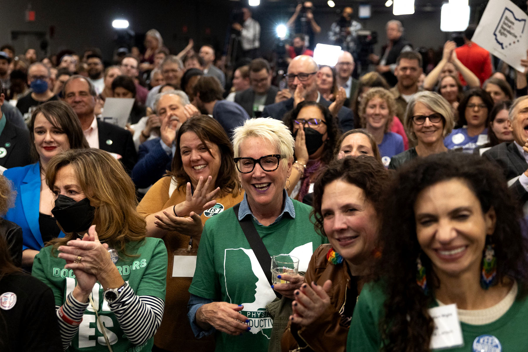 Abortion rights supporters celebrate winning the referendum on Issue 1 in Columbus, Ohio.
