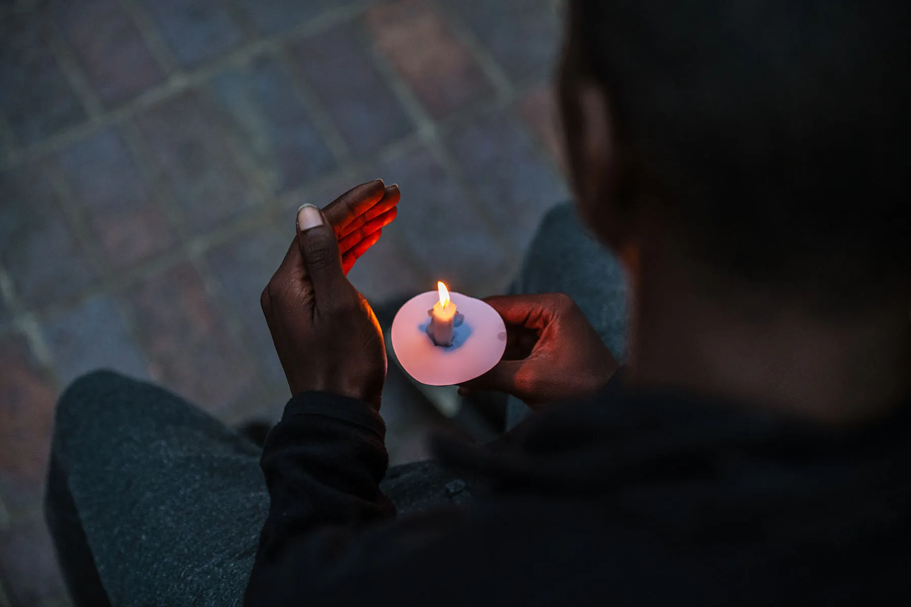 Demonstrators hold a candlelight vigil at the Breonna Taylor memorial at Jefferson Square Park.