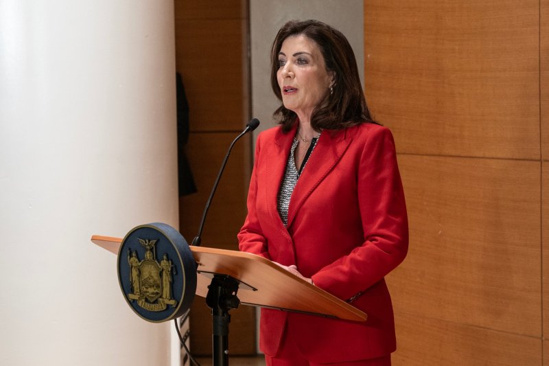 Gov. Kathy Hochul, wearing red, in 2003
