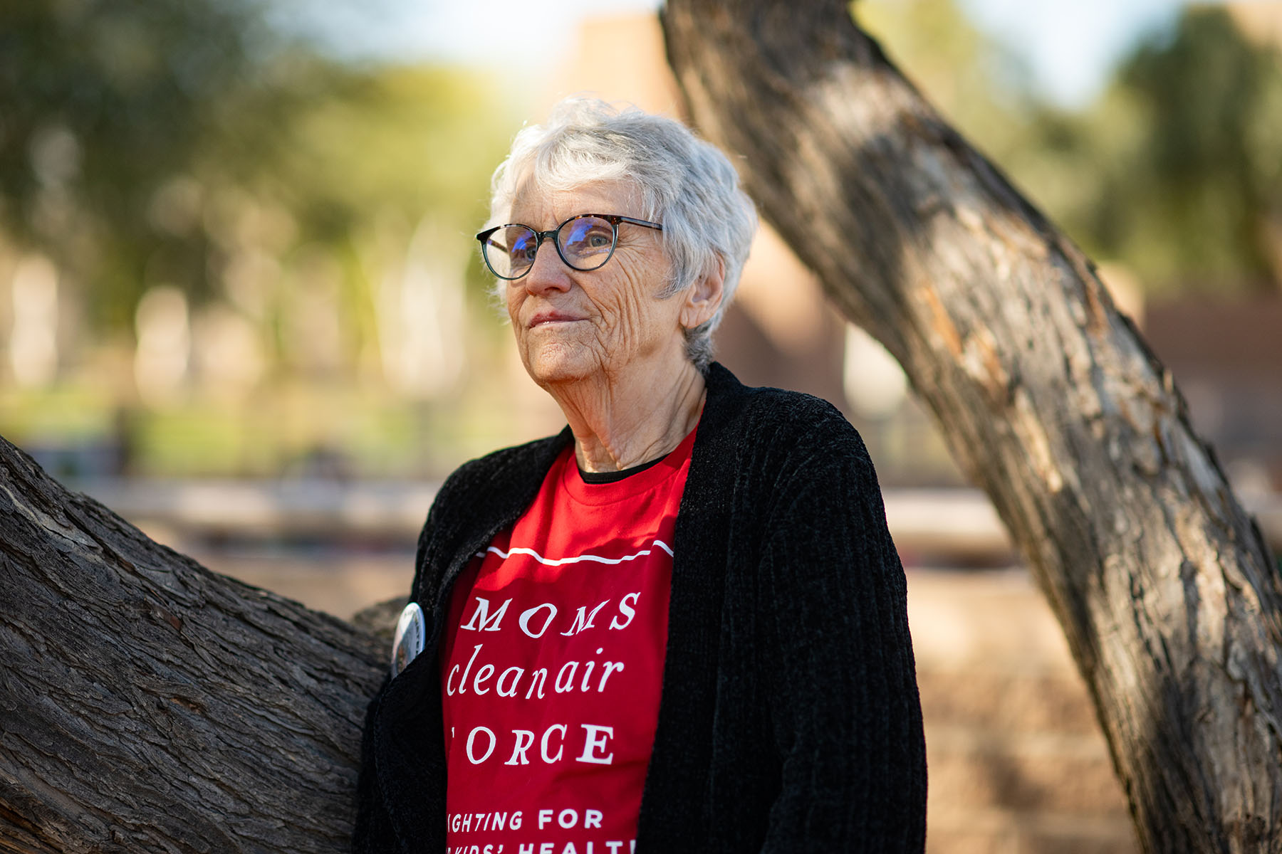 Hazel Chandler poses for a portrait near the Arizona State Capitol.