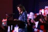 Nikki Haley delivers remarks at her primary night rally at the Grappone Conference Center on January 23, 2024 in Concord, New Hampshire.