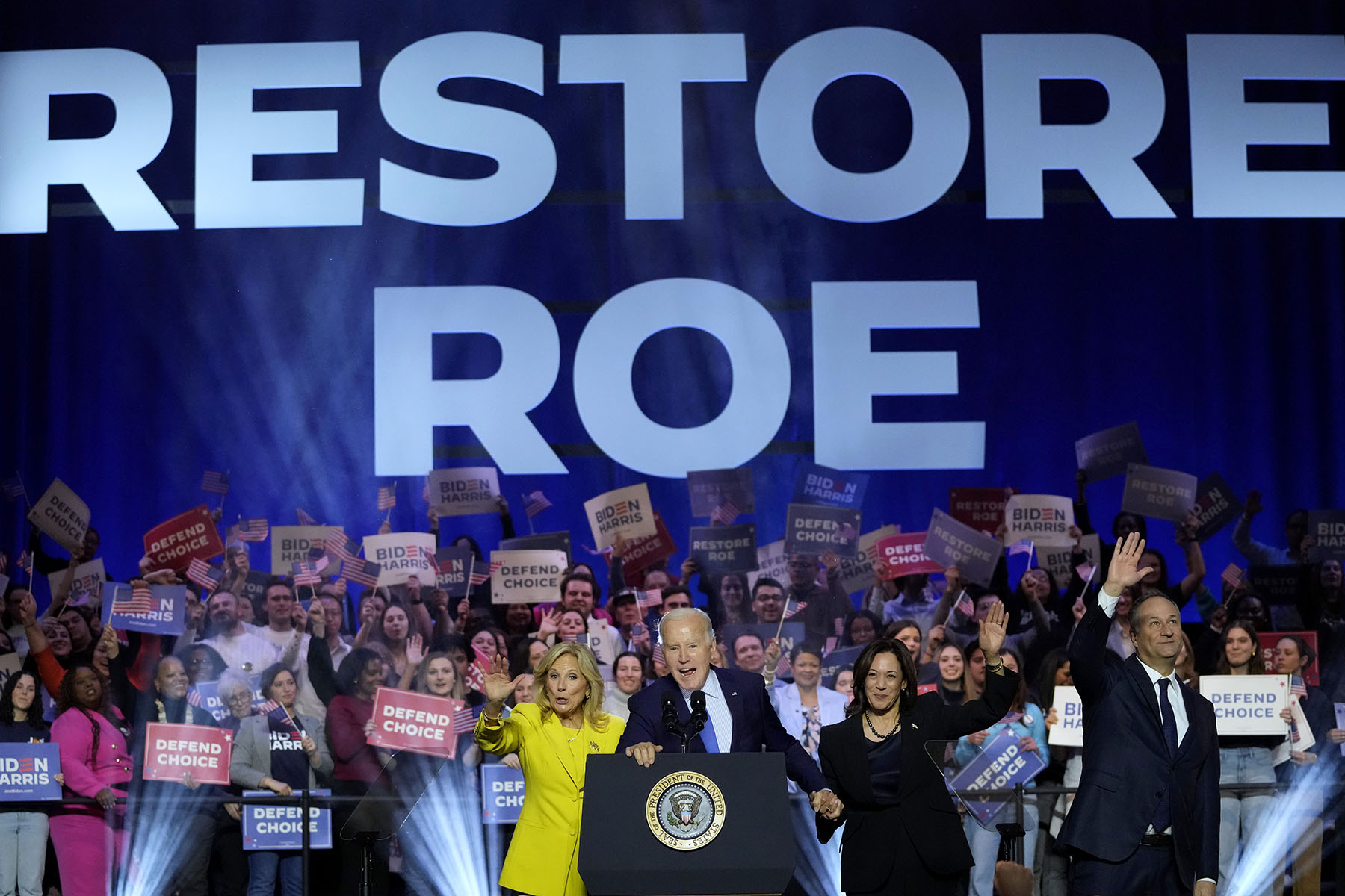 Restore Roe Biden hammers Trump on abortion in campaign rally