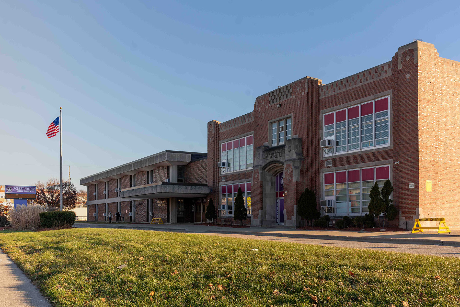 A view of the Robert Abbott Middle School building