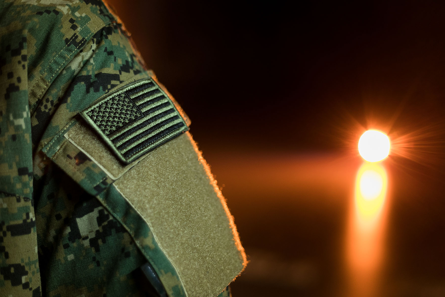 U.S. Army soldier in universal camouflage uniform.