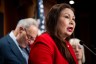 Senator Tammy Duckworth speaks during a press conference about IVF.