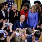 President Joe Biden signs an Executive Order about women's health.