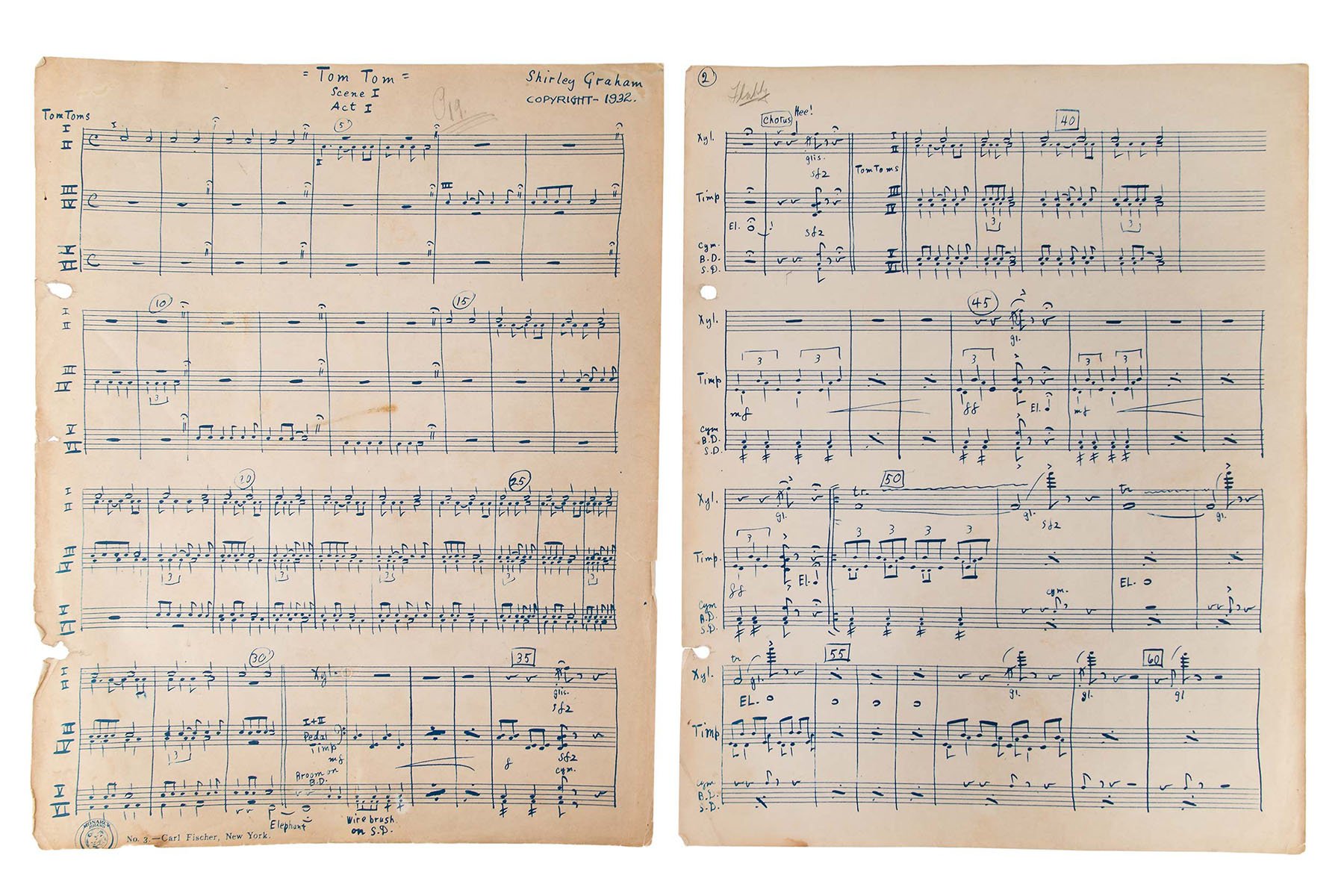 Sheet music from “Tom-Toms: An Epic of Music and The Negro” by Shirley Graham Du Bois