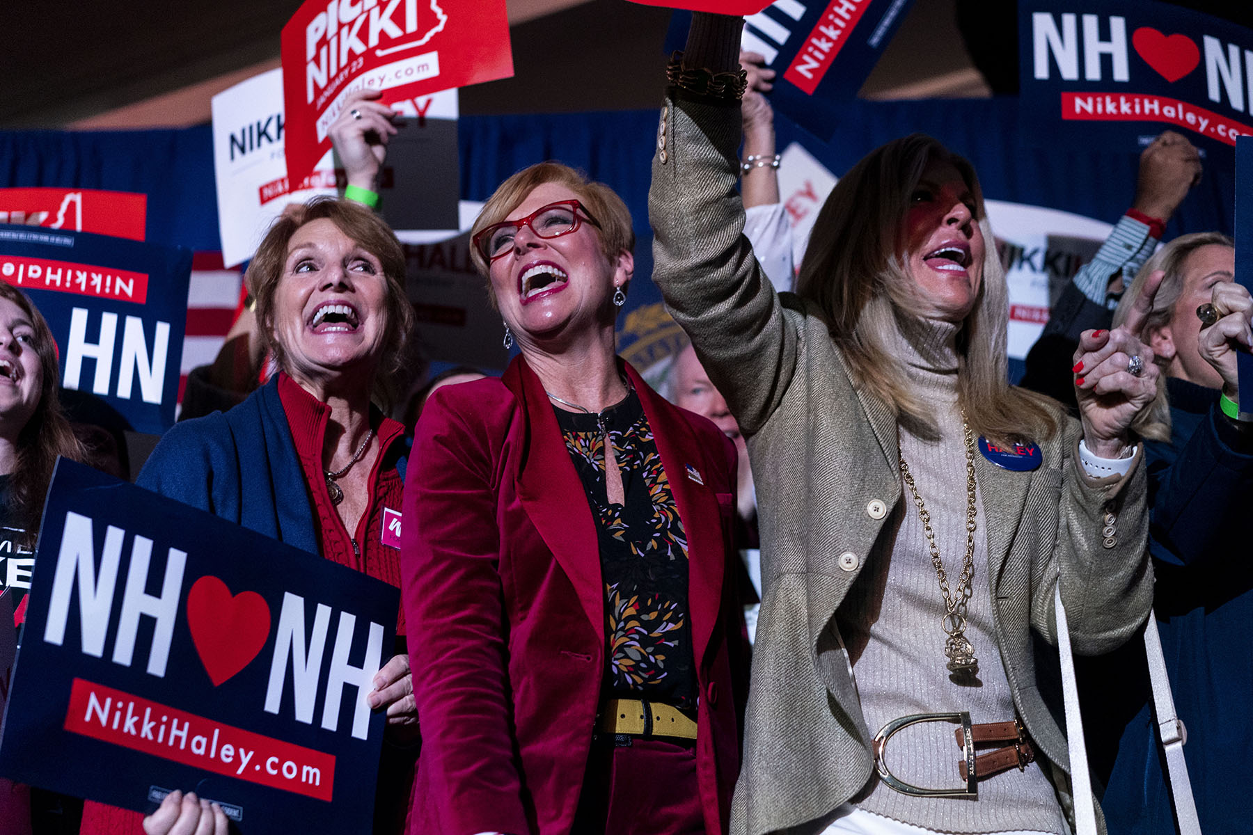 Nikki Haley supporters cheer her on while she speaks during an election night party.
