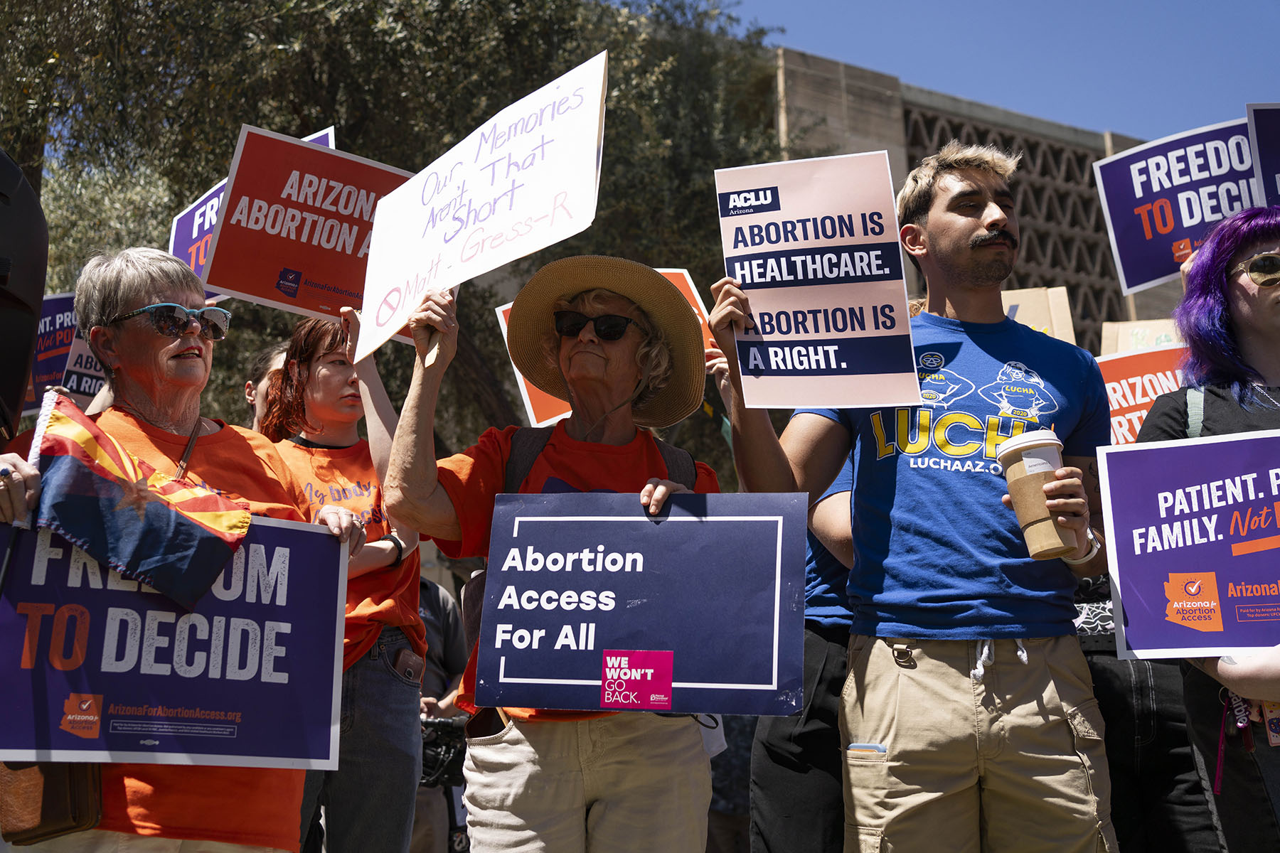 Members of Arizona for Abortion Access protest against the 1864 abortion ban at the Arizona House of Representatives.