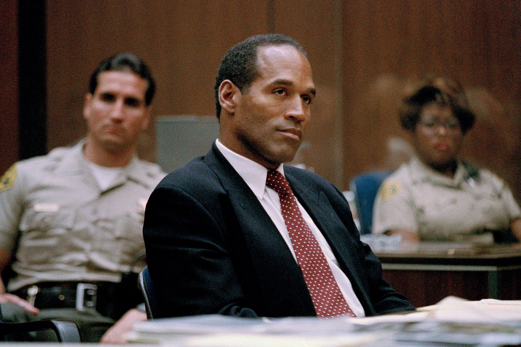 O.J. Simpson smiles slightly as he appears in Los Angeles County Superior Court for his preliminary hearing.