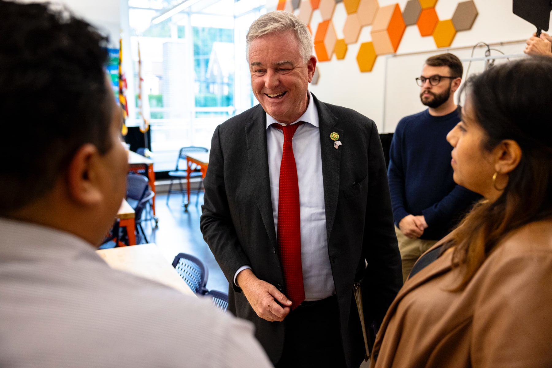 Rep. David Trone talk to contituent in Hyattsville, Maryland, on October 15, 03.