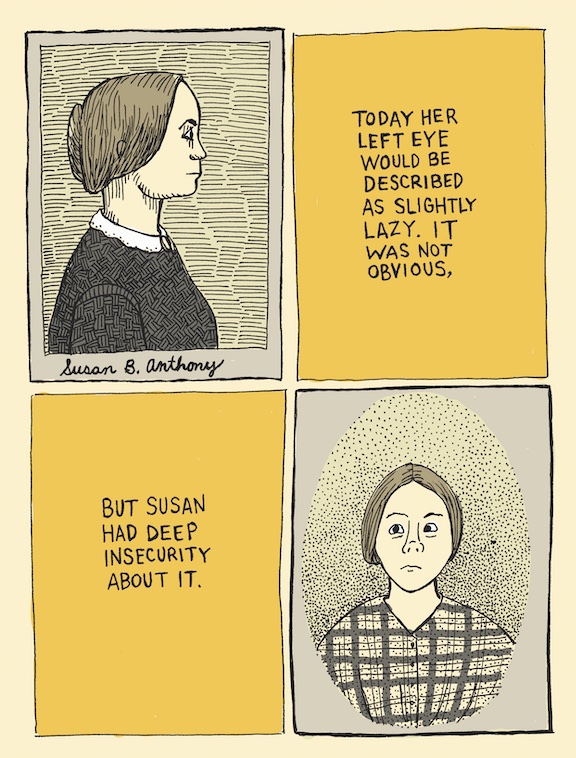 An excerpt from Caitlin Cass's graphic nonfiction book discusses Susan B. Anthony