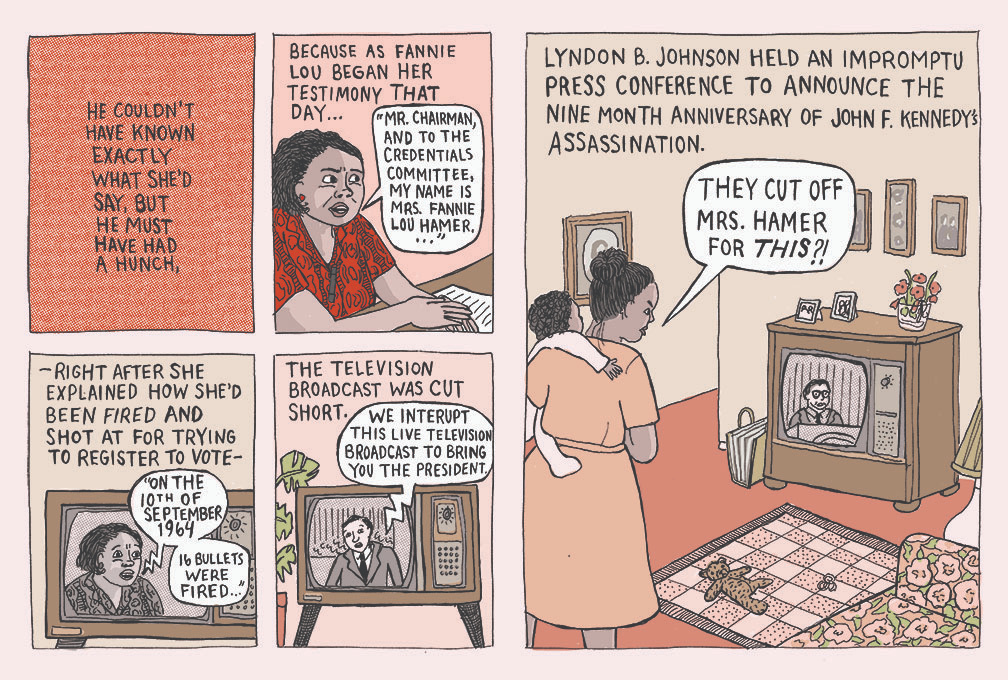 An excerpt from Caitlin Cass's graphic nonfiction book discusses Fannie Lou Hammer