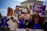 A group of anti-abortion supporters rally in front of the Supreme Court on June 20, 2024 in Washington, D.C. Signs read 