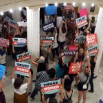 Supporters of the Arkansas Abortion Amendment cheer in the Arkansas State Capitol lobby.
