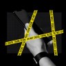Photo illustration of a person holding a cell phone crossed with crime scene tape.