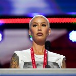 Amber Rose is seen on stage as she attends a rehearsal at the 2024 Republican National Convention.