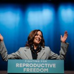 Vice President Kamala Harris speaks at a rally for reproductive rights at Howard University in Washington, D.C.