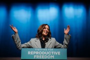 Vice President Kamala Harris speaks at a rally for reproductive rights at Howard University in Washington, D.C.