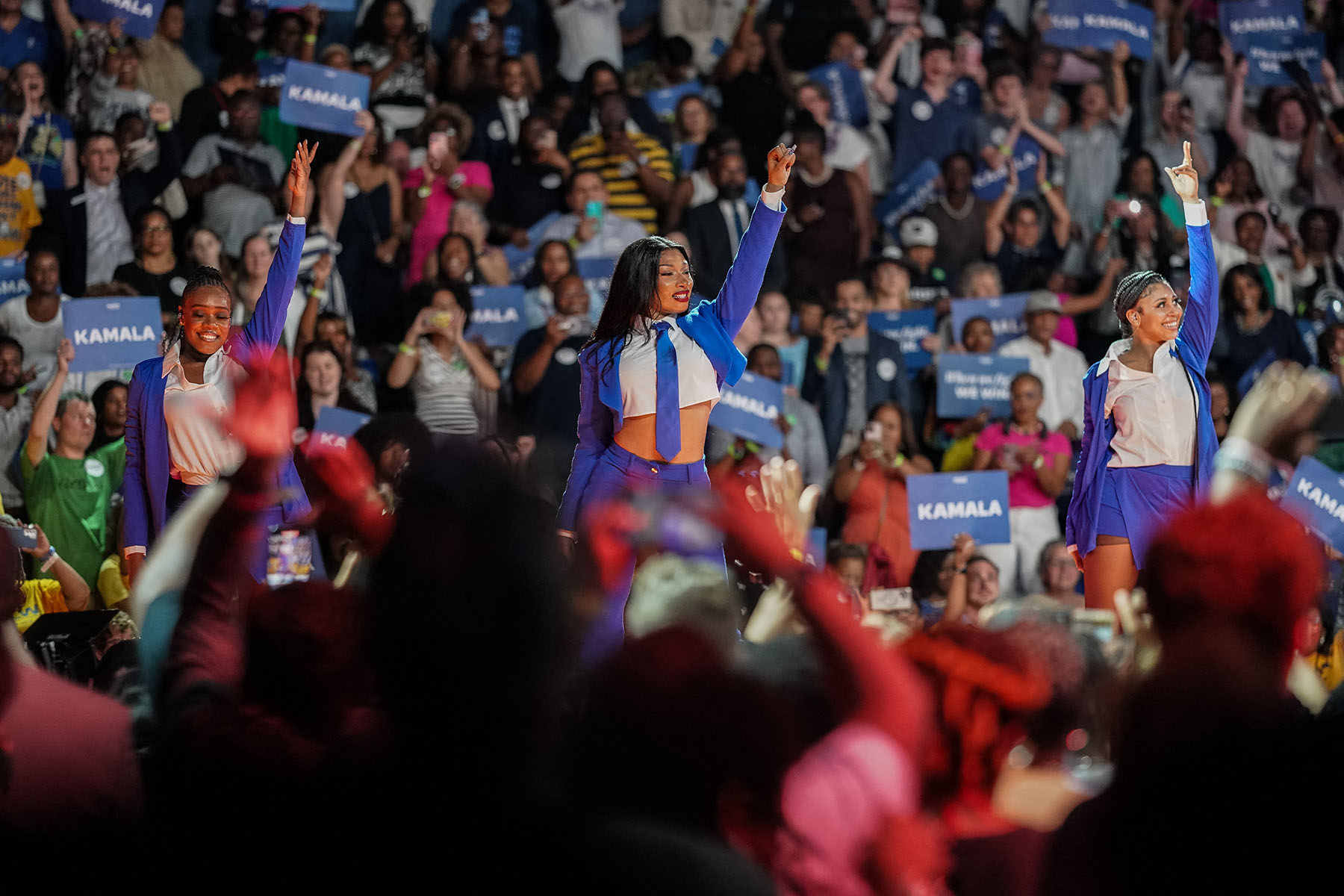 Megan Thee Stallion performs during a campaign rally for Kamala Harris in Atlanta.