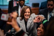 Vice President Kamala Harris greets supporters after speaking at a rally for reproductive rights at Howard University.