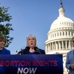Sen. Patty Murray speaks during a press conference in front of the U.S. Capitol.