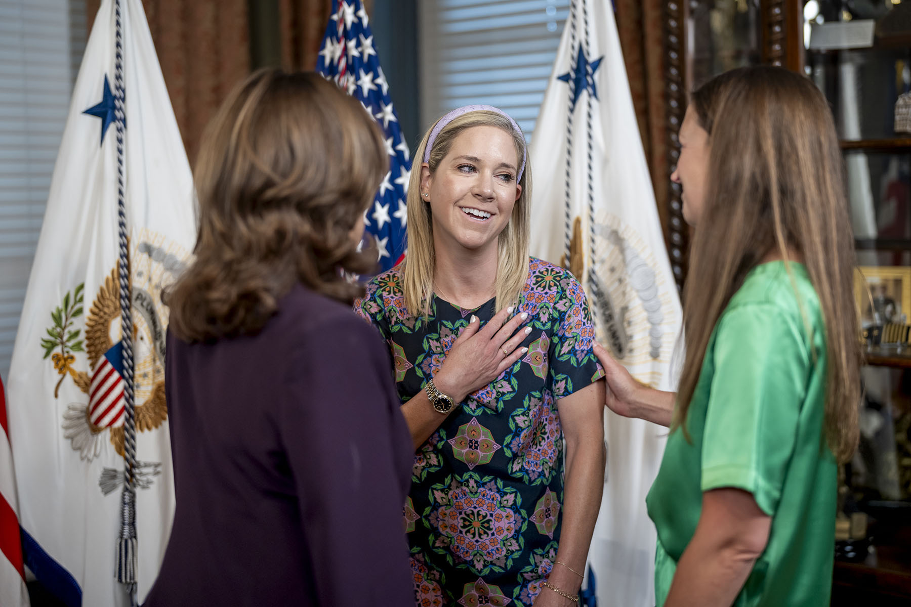 Amanda Zurawski is seen with Vice President Kamala Harris at her ceremonial office.